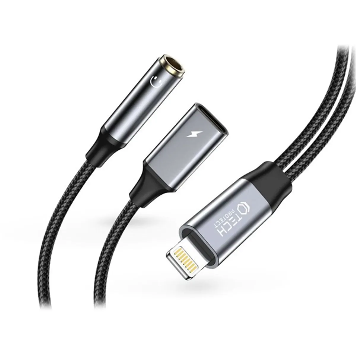 HAFFNER TP607376 átalakító kábel Lightning bemenet, 3,5 mm jack kimenet Apple kompatibilitás fekete-szürke #1
