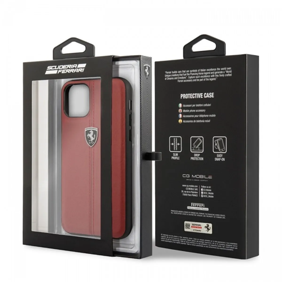 Ferrari FEHDEHCN58RE függőlegesen csíkozott piros kemény tok iPhone 11 Pro 5,8" #4