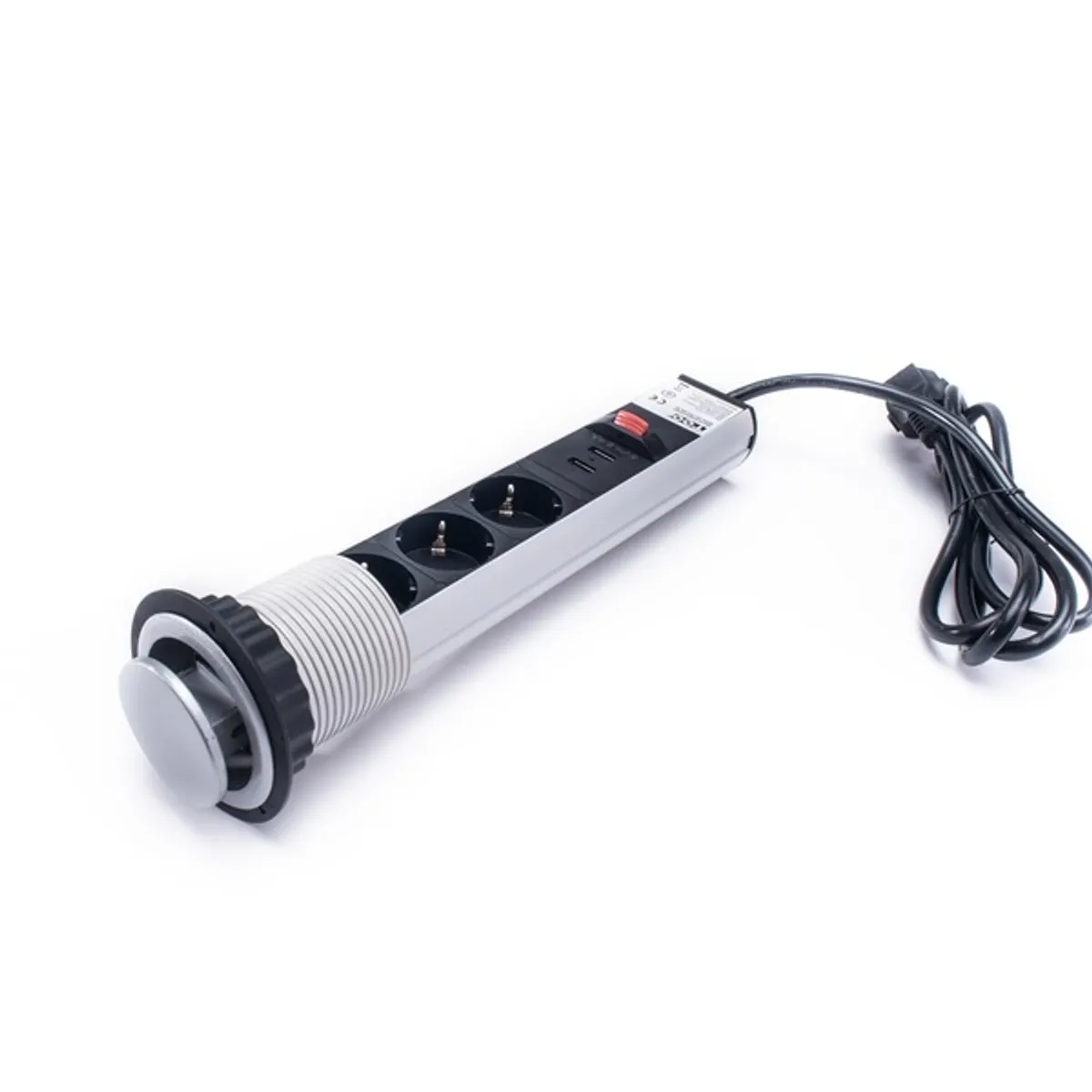 TOO PPS-304-3S rejtett hálózati elosztó beépíthető 3 aljzat 2x USB-A ezüst 1,8 m #3