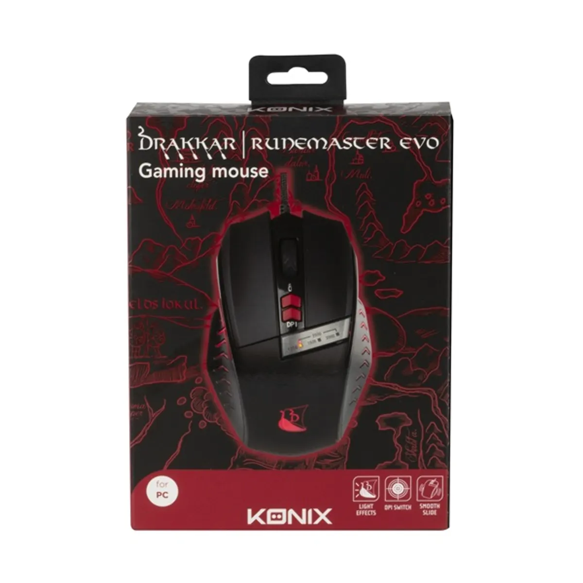 Drakkar KX-GMD-M20E-PC Runemaster evo usb vezetékes 6 gomb 180 cm 2500 dpi fekete #5