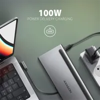AXAGON HMC-4KX3 usb-c 5gbps triple 4k display 11in1 hub táp nélküli 2x hdmi 1x dp 3x usb-a gigabit lan sd-microsd #9