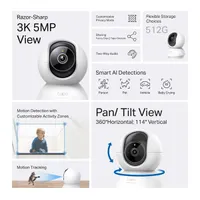 TP-LINK TAPO C230 Tapo C230 beltéri IP biztonsági kamera 2880x1620 88 fok látómező 340 fok pásztázás éjjellátó 12 m kétoldali audio microSD #3