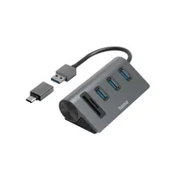HAMA 00200140 USB hub USB Type A SD és Micro SD foglalat 5000 Mbps 3 USB portok táp nélküli