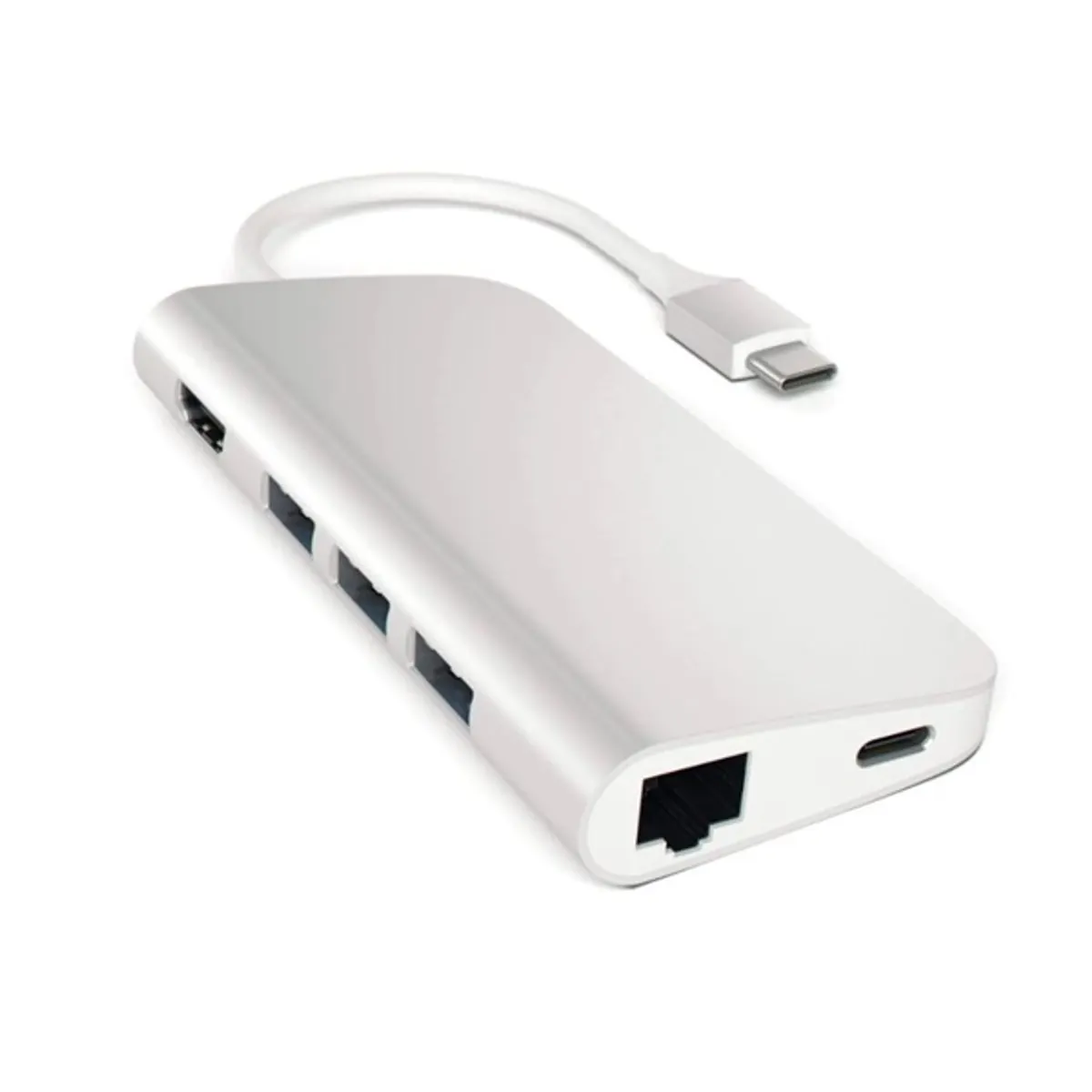 SATECHI ST-TCMAS Type-C többportos USB hub 4x USB-A, 1x USB-C, HDMI, RJ45, Micro SD és SD ezüst alumínium #1