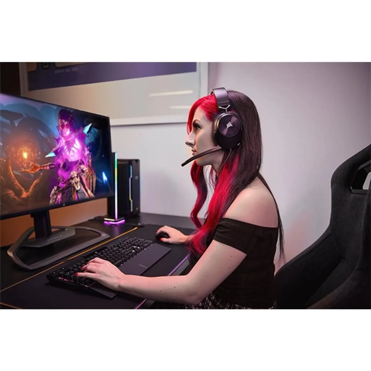CORSAIR CA-9011260-EU HS55 Stereo fekete 50 mm hangszóró, 3,5 mm jack, 20-20000 Hz, 32 ohm, 114 dB, vezetékes #7
