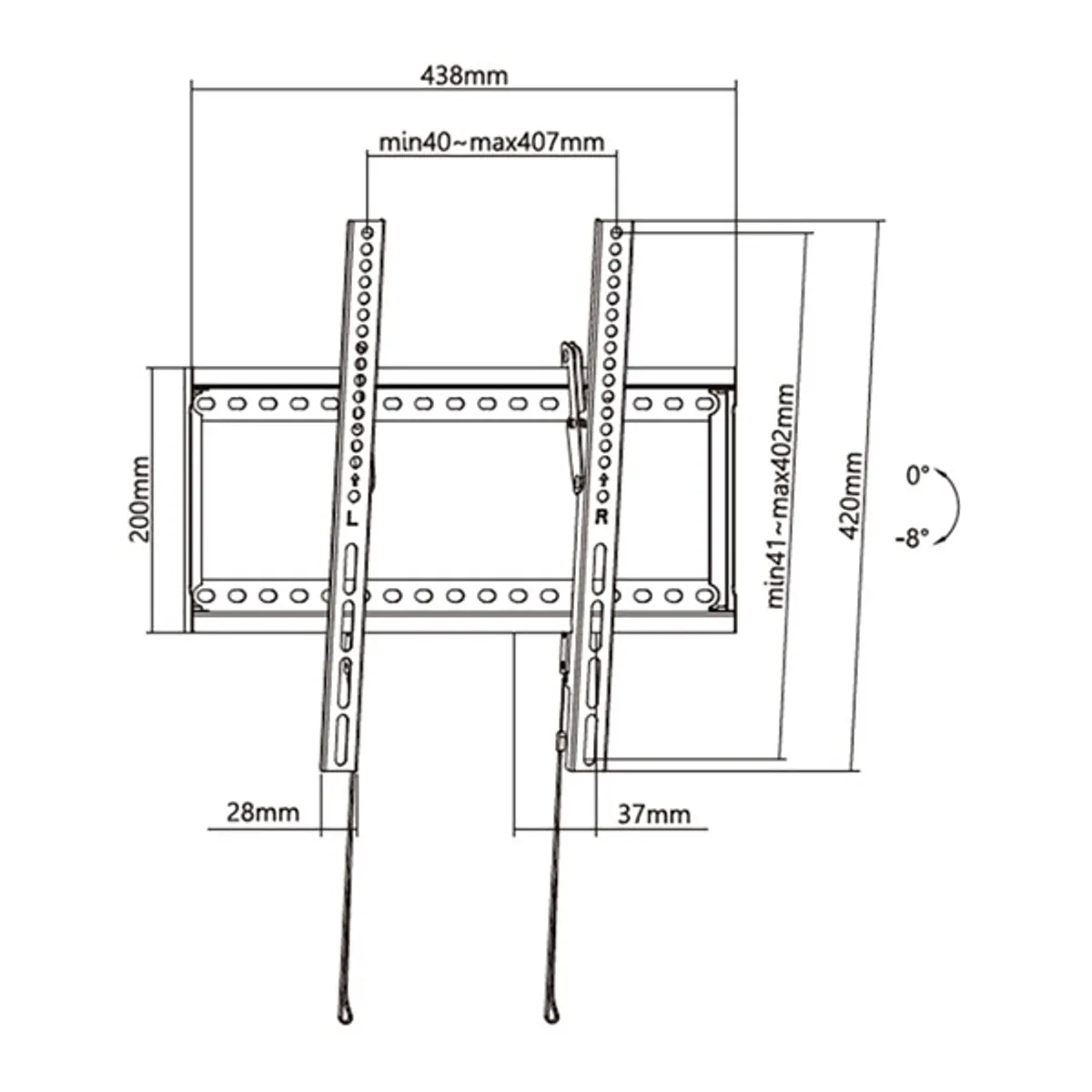 Stell 35057820 SHO 5400 32"-70" dönthető fekete acél fali konzol 75 kg #6