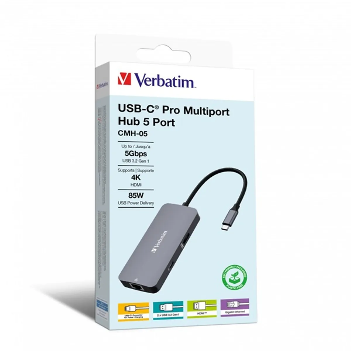 Verbatim 32150 CMH-05 USB-C Pro Multiport Hub USB-C PD 85W HDMI 4K60Hz RJ45 1Gb USB-A 2x 3.2 Gen1 #4