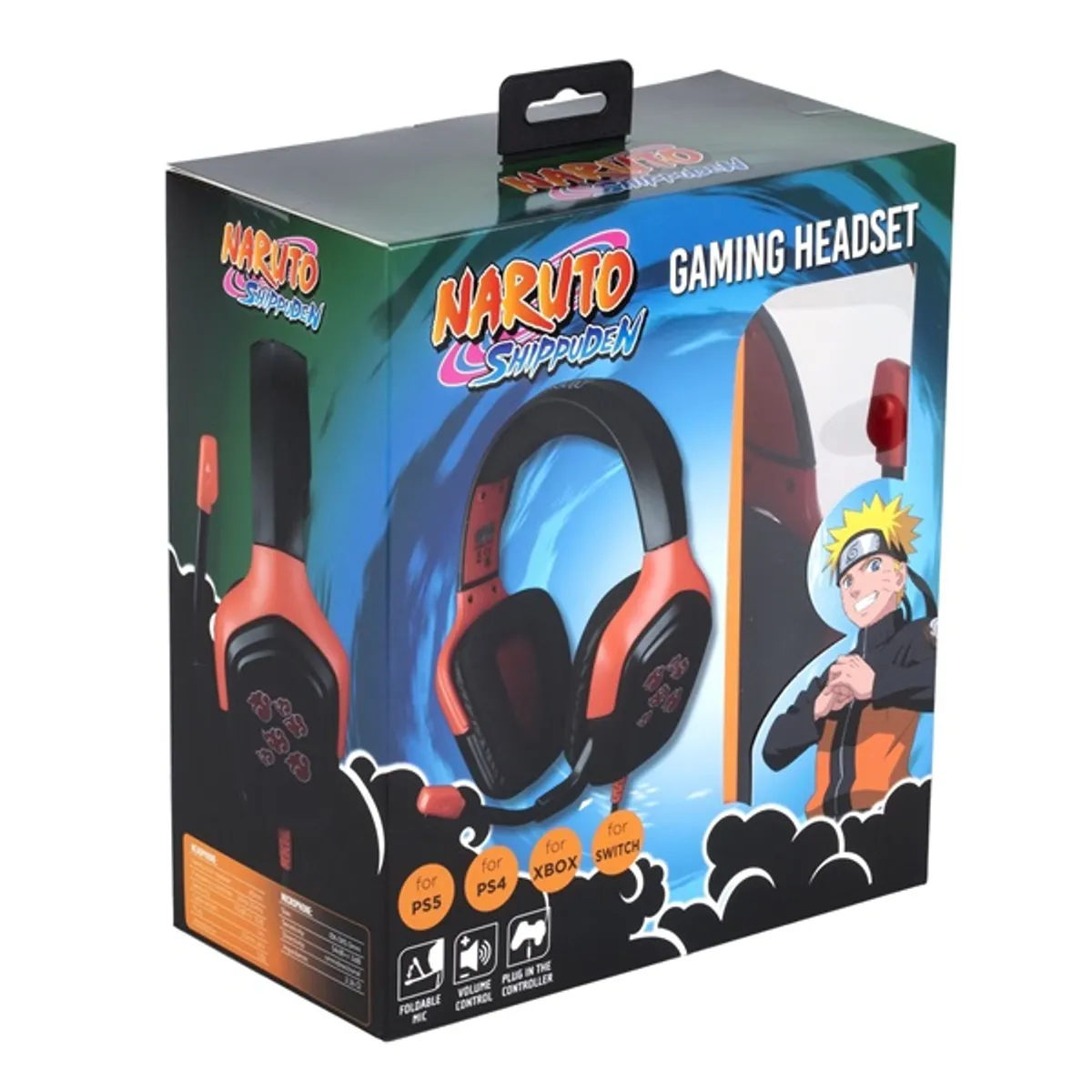 KONIX KX-GH-CLOUD-BK Naruto Akatsuki fejhallgató, vezetékes, 40mm, 3,5 mm jack, fekete-piros, 2 m #1