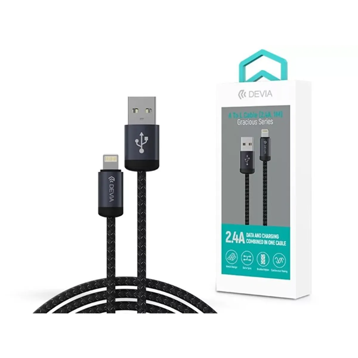 Devia ST108035 Gracious v2 12W USB-A to Lightning adat- és töltőkábel fekete 1m #1