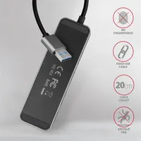 AXAGON HUE-MSA USB 3.2 Gen 1 4x USB-A hub, fém, 20 cm kábel #5