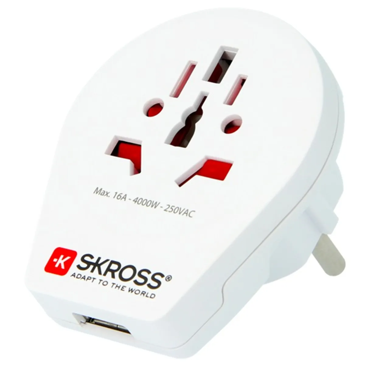 SKROSS SKR-WORLDTOEUUSB World to Europe USB utazó adapter Fehér #1