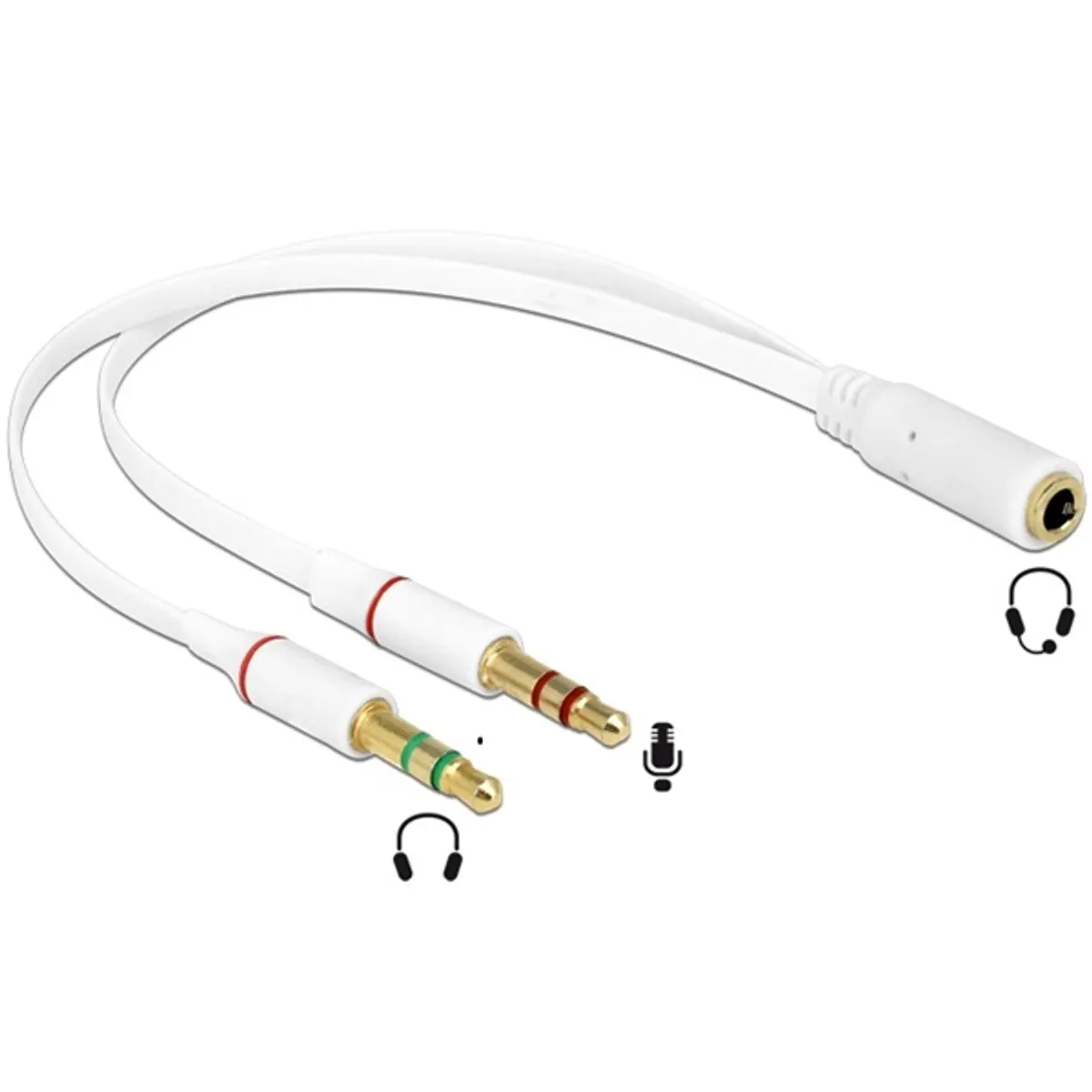 DELOCK 65585 fejhallgató adapter 1x 3,5 mm 4-pin anya, 2x 3,5 mm 3-pin apa, 20 cm, fehér, audio #1