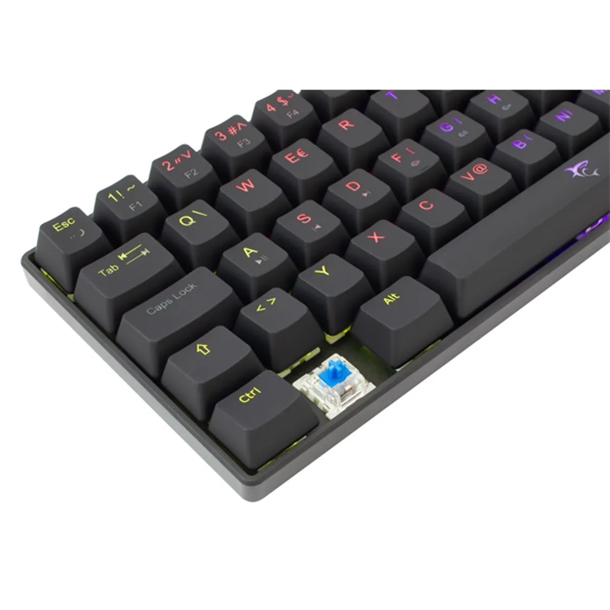 White Shark WS GK-2022B-BL-HU Shinobi GK-2022B 60 százalékos mechanikus kék switchek magyar kiosztás USB-C RGB világítás állítható lábak levehető kábel #10