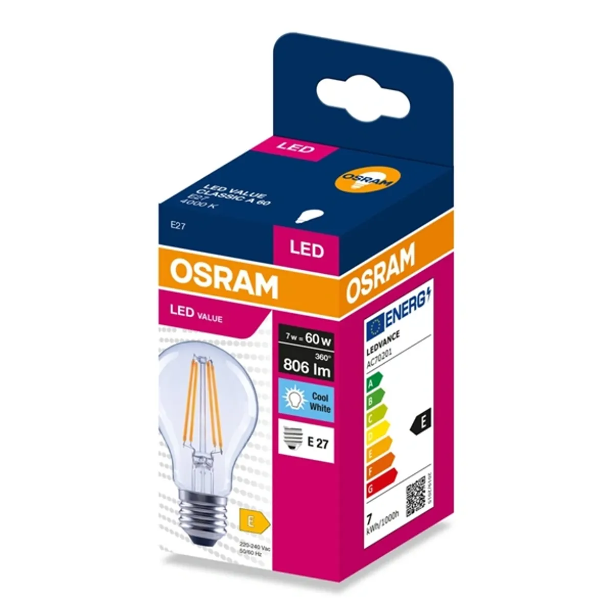 Osram 4099854566646 LED fényforrás E27 7W 806lm 4000K 300° IP20 #2