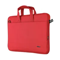 TRUST 24449 Bologna Eco Slim 16" laptop táska PET újrahasznosított, piros, 2 rekesz, vállpánt, hordozó fogantyú, elülső zseb