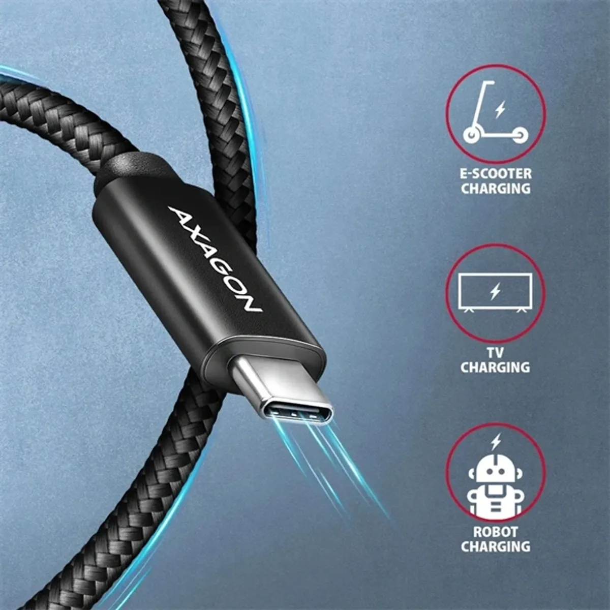 Axagon BUCM4X-CM05AB NewGEN 0,5m USB-C USB-C adat- és töltőkábel 40 Gbps PD 240W #6