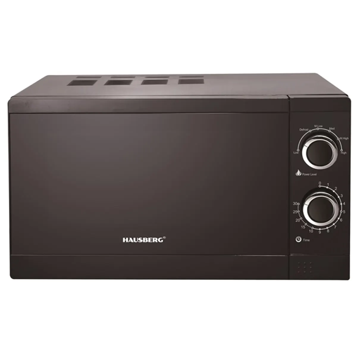 Hausberg HB-8005NG mikrohullámú sütő fekete 20 L 700 W mechanikus 6 fokozat kiolvasztás melegítés #1