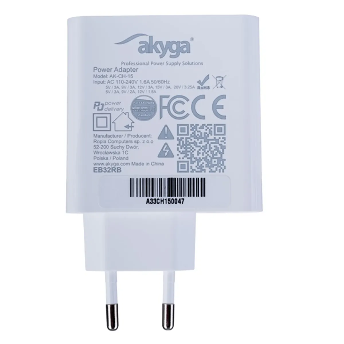 AKYGA AK-CH-15 Univerzális töltő USB-A és USB-C PD QC3.0 65W Fehér #8