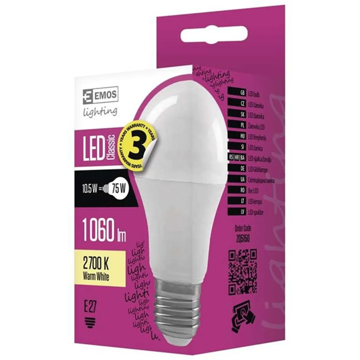 Emos ZQ5150 Classic A60 E27 1060 lm 2700 K meleg fehér 10 W LED izzó #2