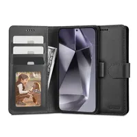 HAFFNER TP690558 Műbőr oldalra nyíló tok Galaxy S24 Plus Samsung kompatibilitás mágneses záródás asztali állvány fekete