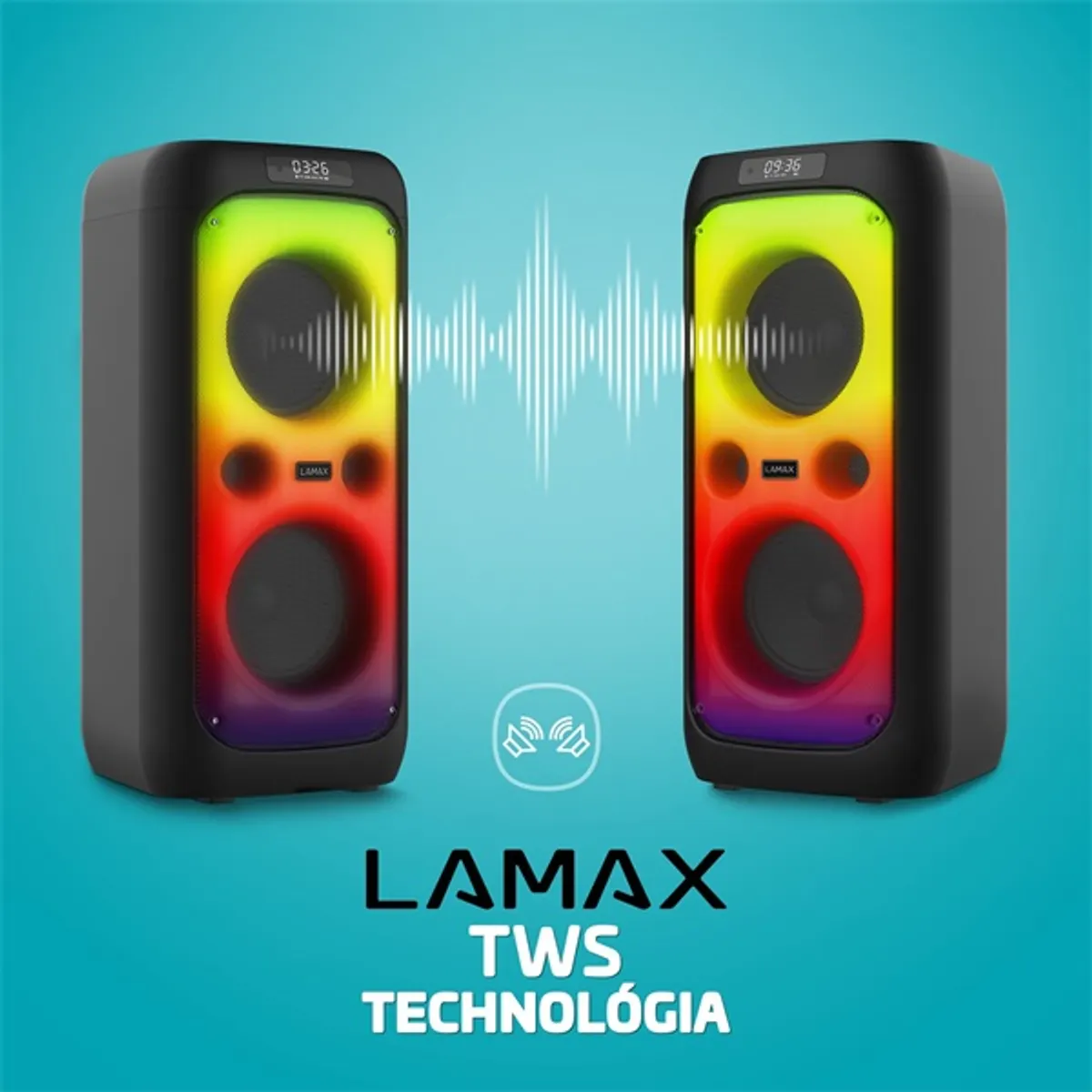 LAMAX LXPSMPK1PSNBA PartyKing1 Plus 100W bluetooth hangszóró 2x hangszóró modulok led party fény vezeték nélküli mikrofon aux bemenet #3
