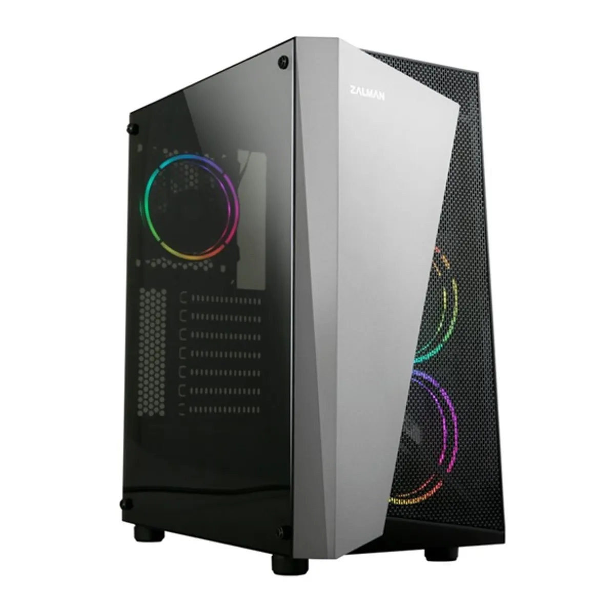 Zalman S4 PLUS ATX midi torony edzett üveg oldallap 3x RGB USB 3.0 #1