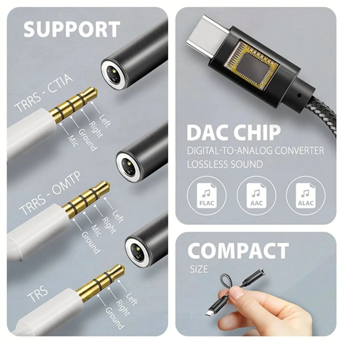 AXAGON ADA-HC USB-C Hi-Res DAC audió adapter Fekete 3,5 mm jack #4