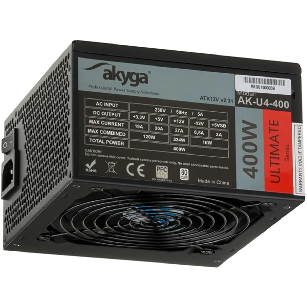 AKYGA AK-U4-400 Ultimate ATX 400W 80 Bronze Aktív PFC 12 cm ventilátor SATA 6x MOLEX 2x PCIe 6-2 és PCIe 6 EPS 4-4 #1