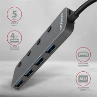 AXAGON HUE-MSA USB 3.2 Gen 1 4x USB-A hub, fém, 20 cm kábel #2