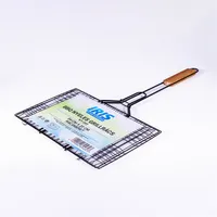 IRIS KT-203 BBQ nyeles grillrács fa fogantyú 34 cm x 22 cm