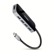 AXAGON HMC-6H4A Fekete USB-C hub 6in1 4x USB-A HDMI PD 100W 20 cm