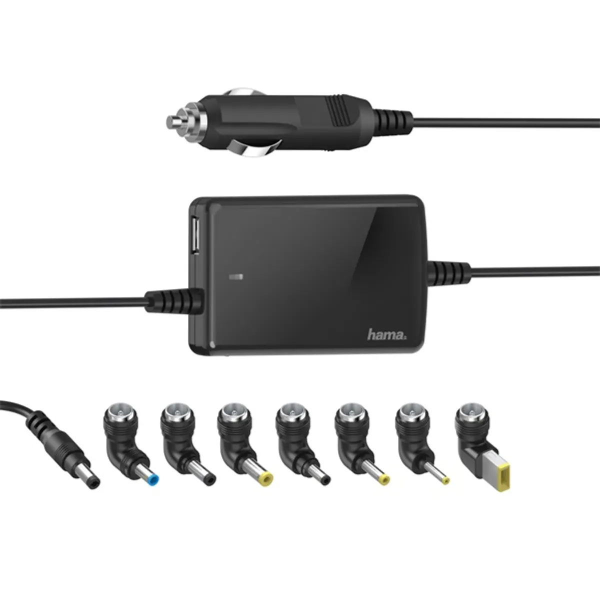 Hama 00200008 SlimLight autós notebook töltő 15-19V 70W USB LED 1,45 m #1