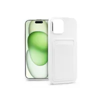 Haffner PT-6843 Card Case fehér szilikon hátlap kártyatartóval Apple iPhone 15 Plus