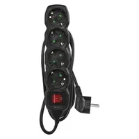 EMOS PC1421R 4-aljzat 1,5 m 1,5 mm2 kapcsolós fekete