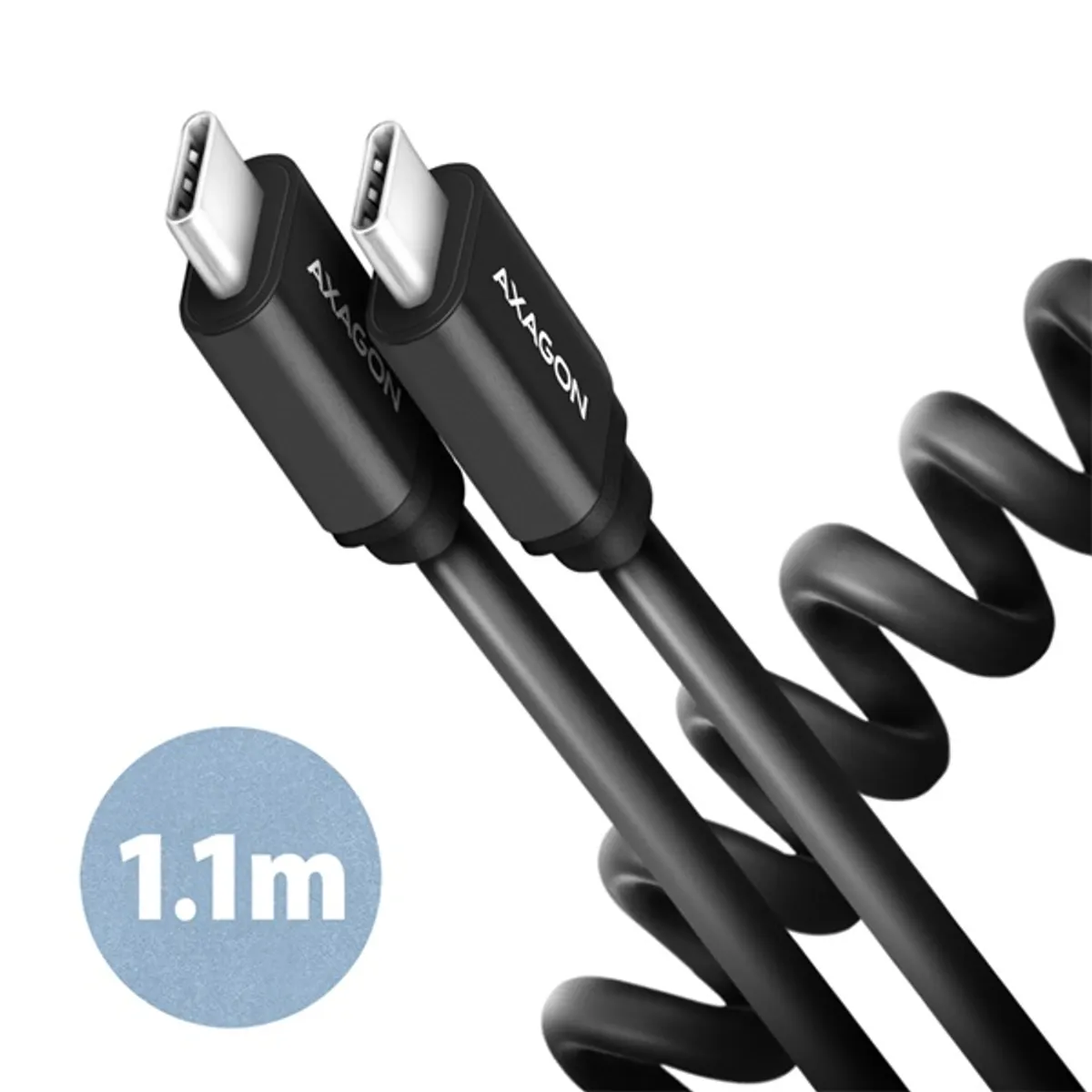 Axagon BUCM-CM20TB Twister USB-C adat- és töltőkábel 110 cm fekete #1