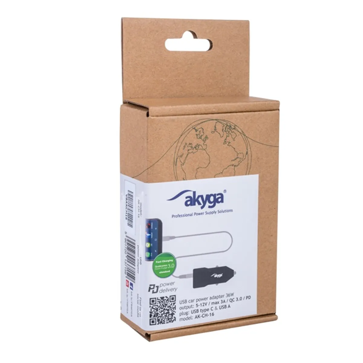 AKYGA AK-CH-16 usb-a usb-c pd autós töltő 12-24v 36w qc 3.0 5-12v #9