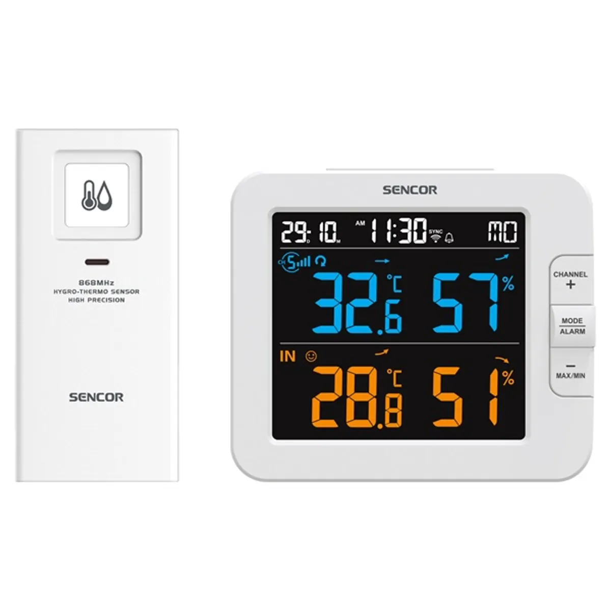 SENCOR 52000378 Időjárás állomás Fehér 130x112x27,5 mm LCD Vezeték nélküli ébresztőóra 2xAA #2