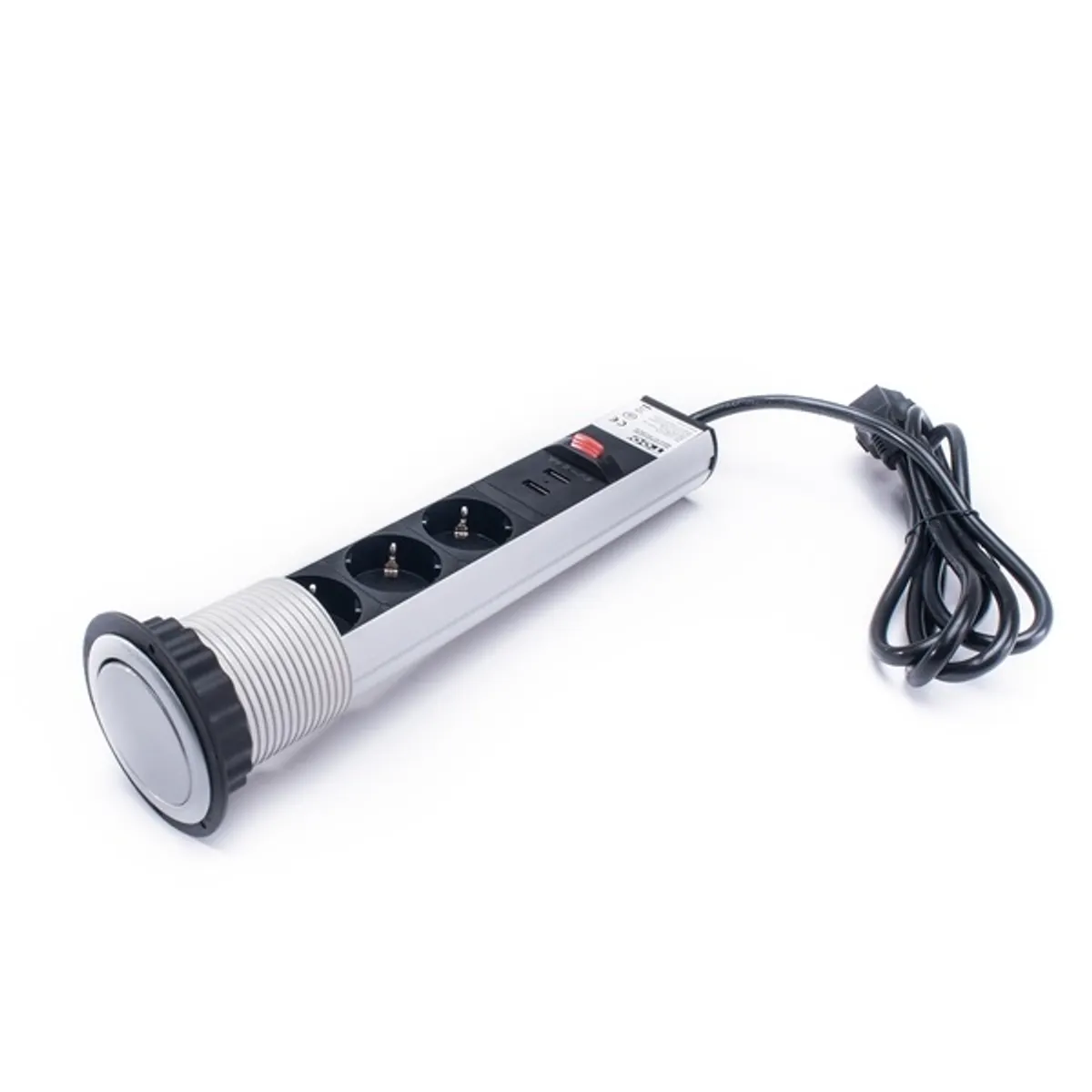 TOO PPS-304-3S rejtett hálózati elosztó beépíthető 3 aljzat 2x USB-A ezüst 1,8 m #2