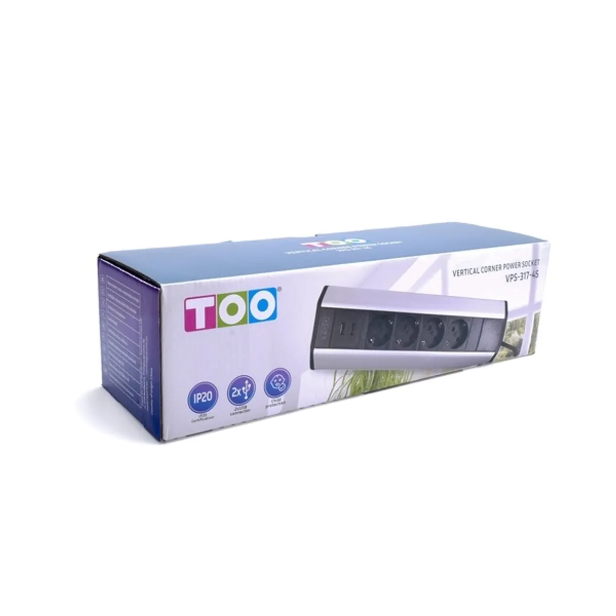 TOO VPS-317-4S elosztó 4x SCHUKO, USB-A, ezüst, 1,8 m, IP20, asztalra rögzíthető #6