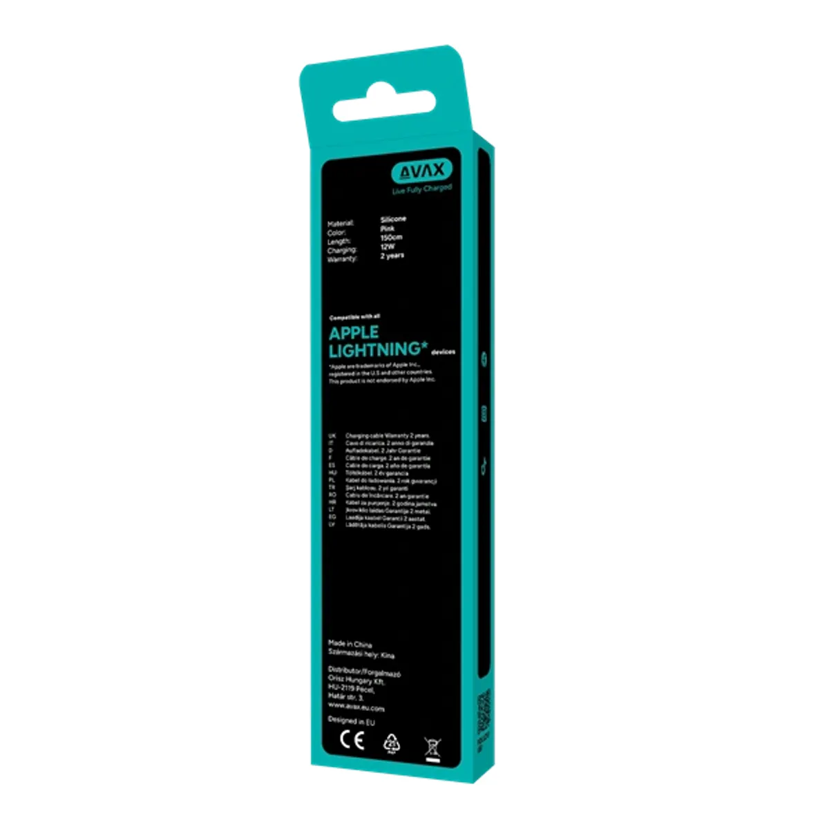 AVAX AVAX_CB3306 USB-A - Lightning szilikon töltőkábel, 1.5 m, rózsaszín #4