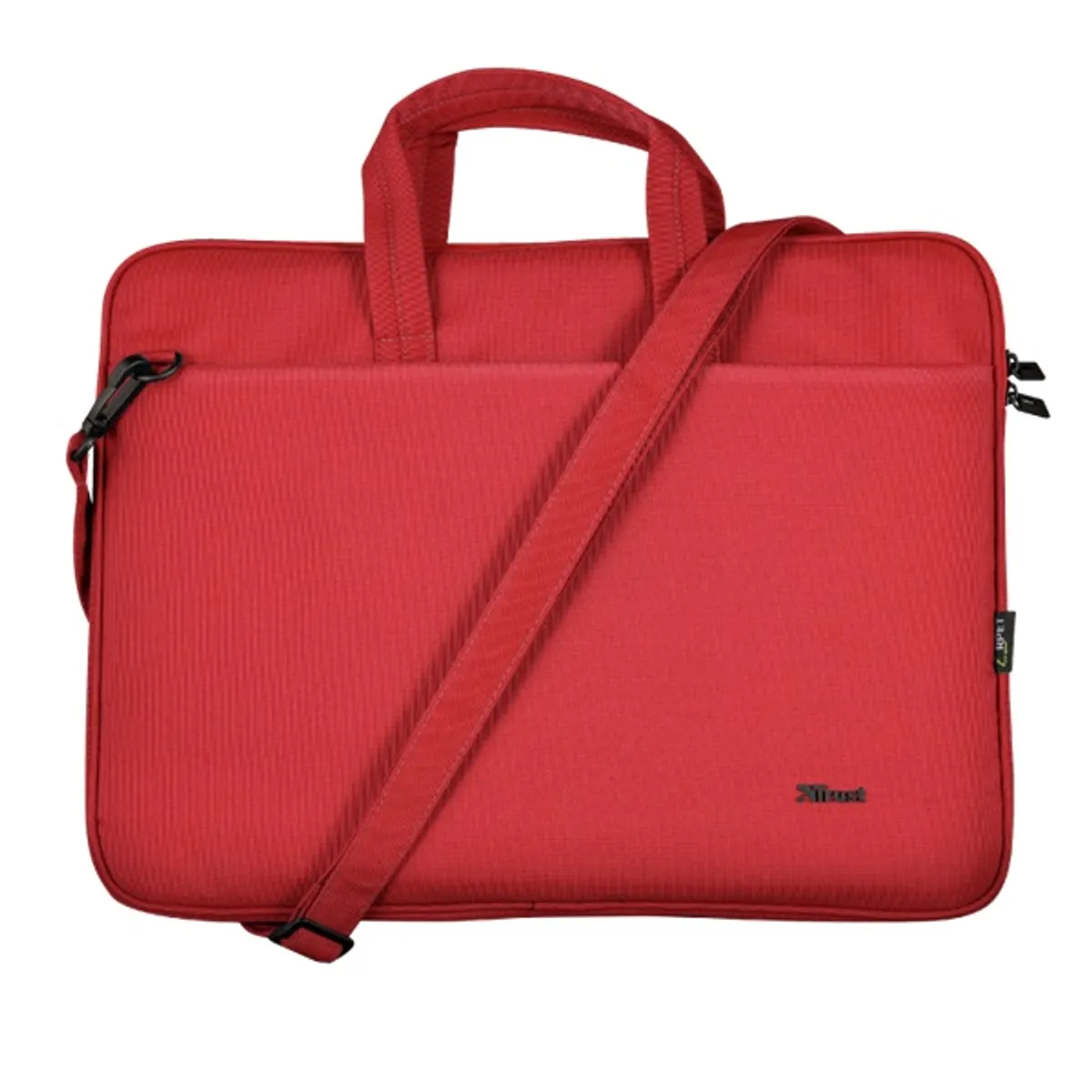 TRUST 24449 Bologna Eco Slim 16" laptop táska PET újrahasznosított, piros, 2 rekesz, vállpánt, hordozó fogantyú, elülső zseb #3