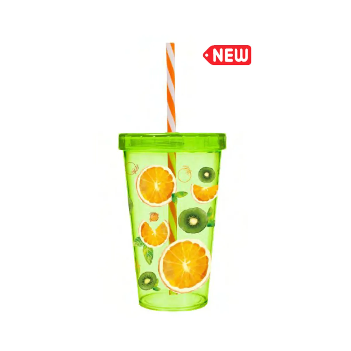 SOLMAZER 161448-015P IRIS Orange mintás pohár 0,66L szívószállal #2