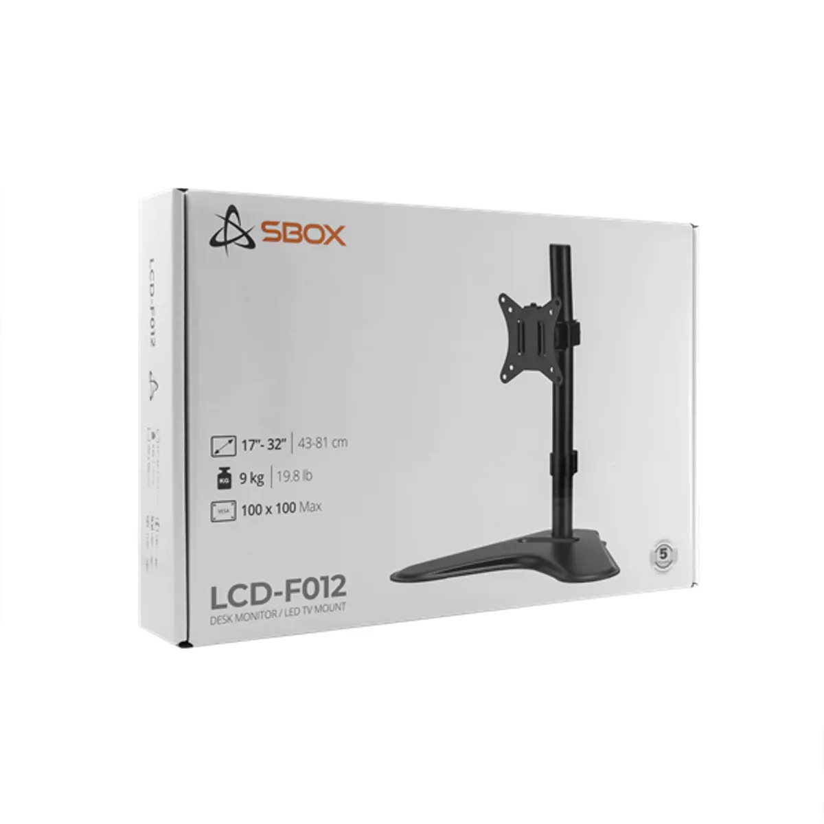 SBOX SBOX LCD-F012-2 monitor konzol 17"-32" 75x75;100x100 9 kg 1 db forgatható, dönthető, billenthető, kábelrendező, acél, műanyag, fekete #10