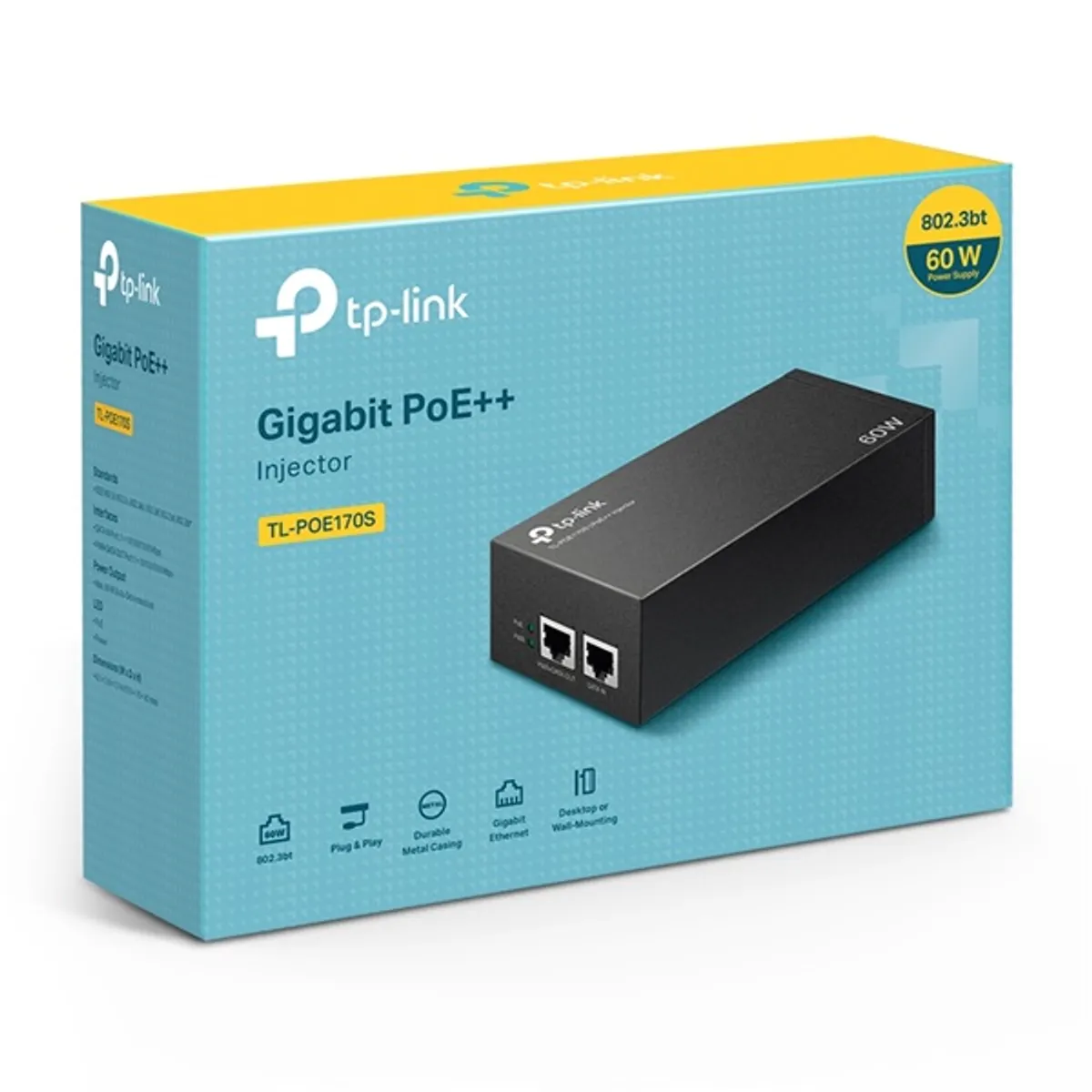 TP-LINK TL-POE170S PoE injektor 60 W 802.3bt at af Gigabit AC bemenet 100-240 V fém ház #8