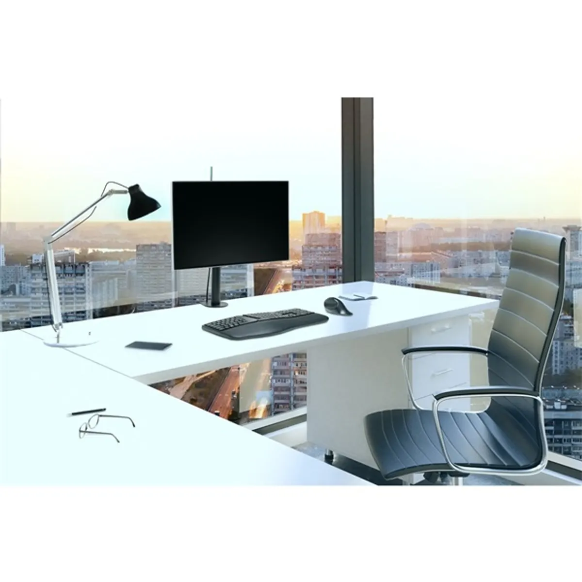 Kensington K55411WW SmartFit Ergo monitorkar teherbírás 8 kg, 34" monitorhoz, 1 monitor, fém fekete forgatható 90 fok elforgatható 180 fok dőlésszög 45 fok #9