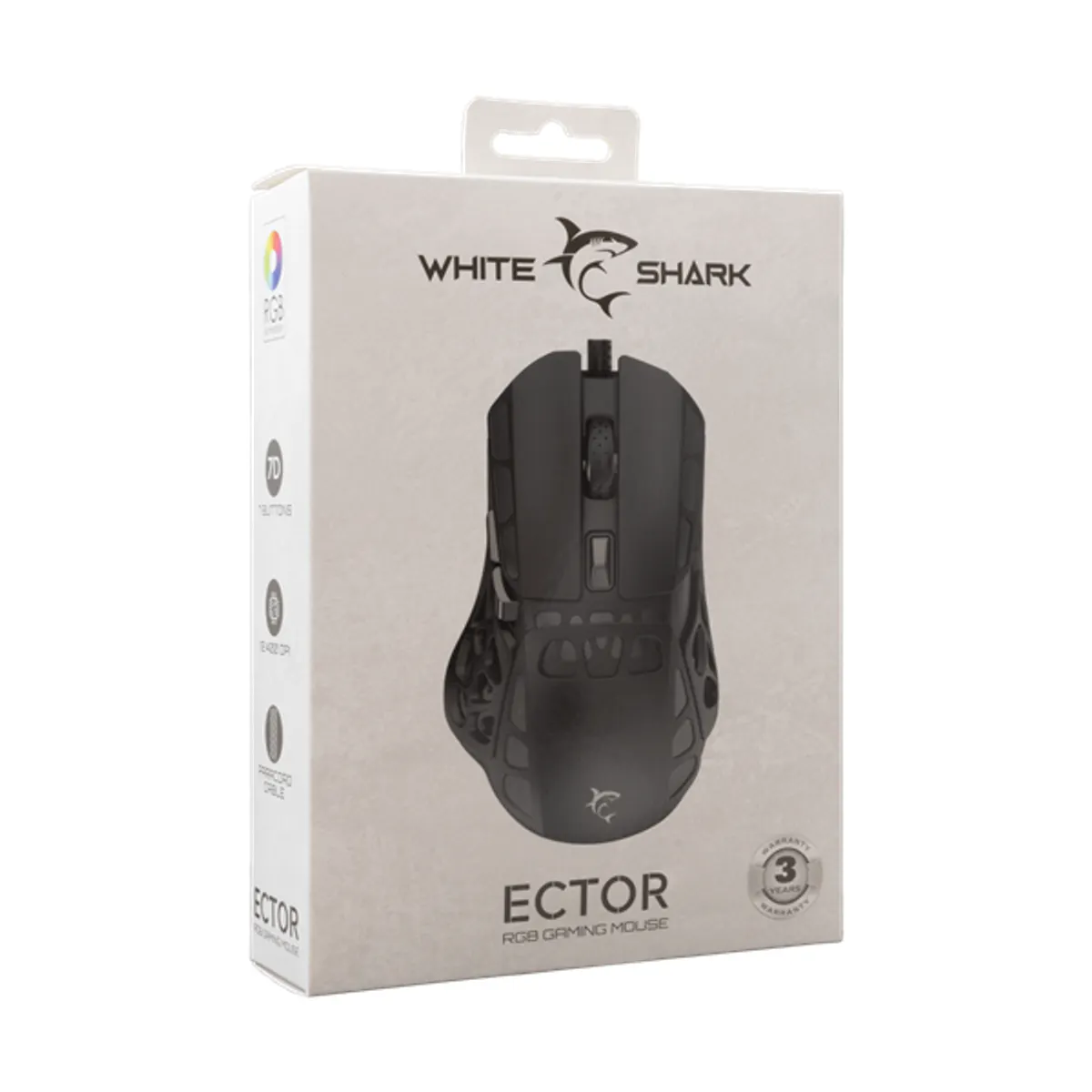 White Shark WS GM-5016B ECTOR-B vezetékes fekete gamer egér 12400 dpi 180 cm USB 2.0 optikai 6+1 gomb rgb #7