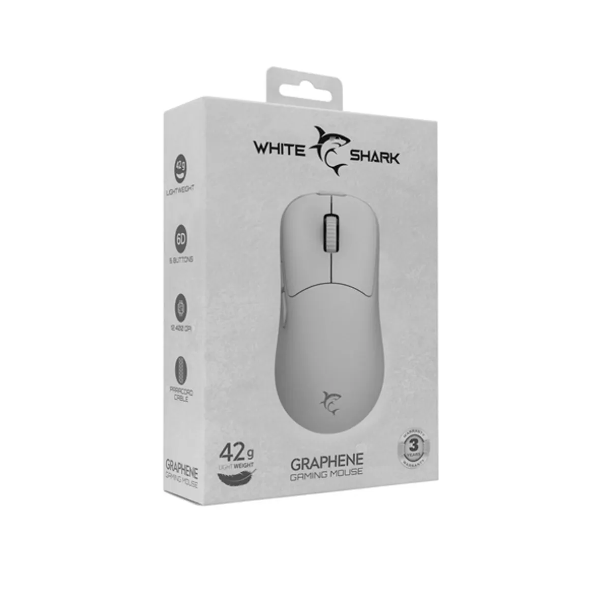 White Shark WS GM-5014W Graphene 6200dpi optikai USB 2.0 150 cm fehér gamer egér ergonómikus #7