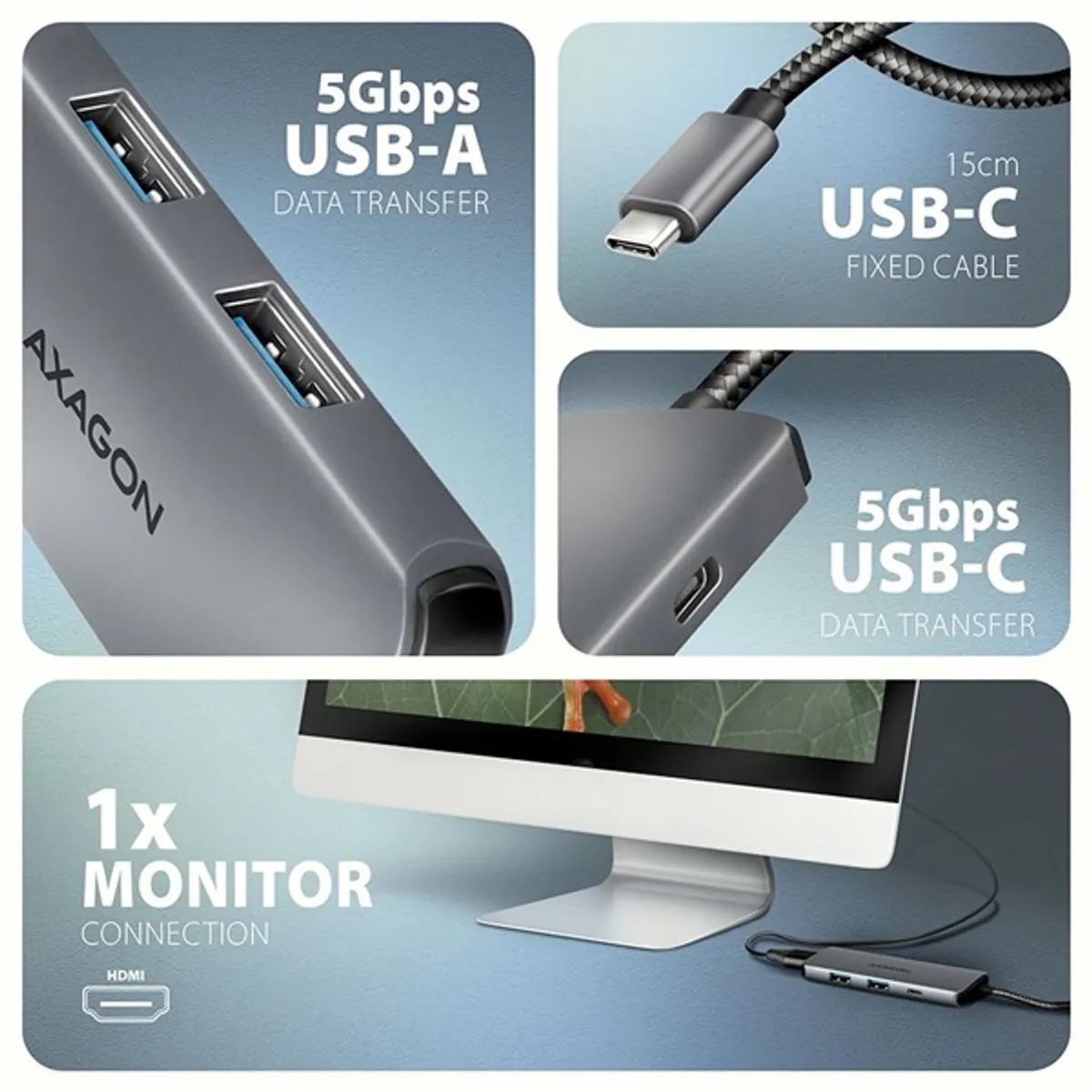 AXAGON HMC-5H8K USB-C hub 5Gbps 5in1 HDMI 8K #3