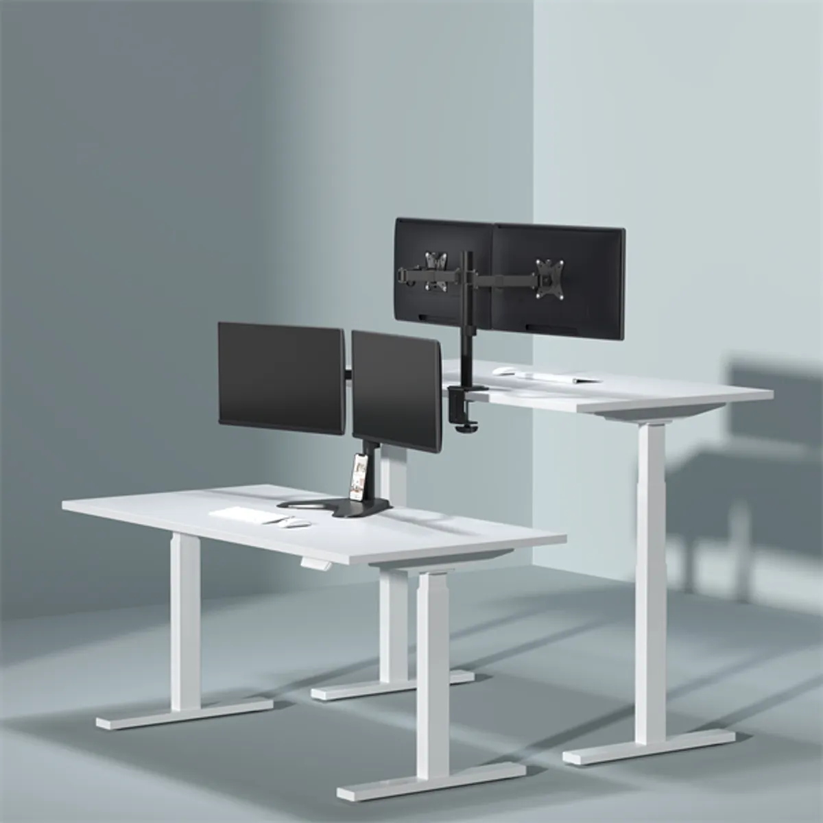 SBOX LCD-352-2-2 duál asztali monitortartó konzol 17"-32" 9 kg monitoronként kábelrendezés VESA 75x75 100x100 dönthető forgatható #8