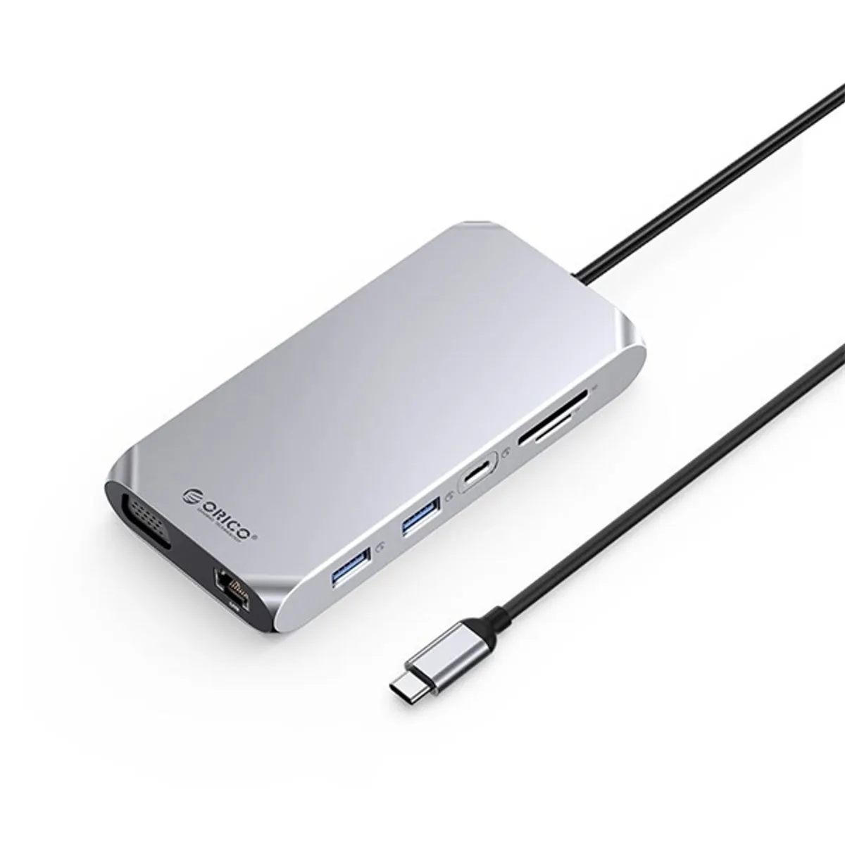 ORICO ORICO-XCR-X22-GY-BP 12in1 USB-C dokkoló USB 3.0 5 db HDMI 1 db USB-C 1 db LAN 1 db D-Sub 1 db fejhallgató csatlakozó van #1